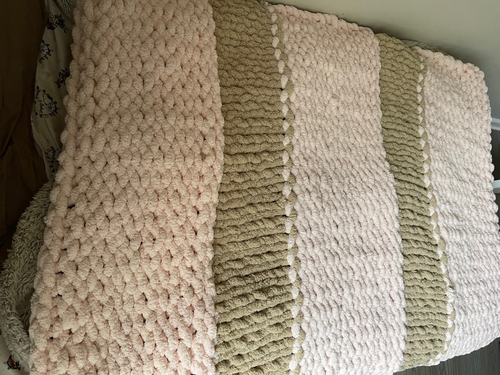 Soft Pink and Light Gray full sized blanket